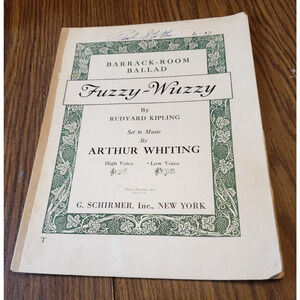 C. Schirmer Sheet Music Arthur Whiting Rudyard Kipling Barrack Room Ballads